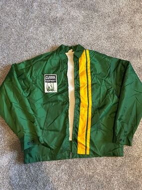 Clark Equipment Green Jacket with Yellow Stripe